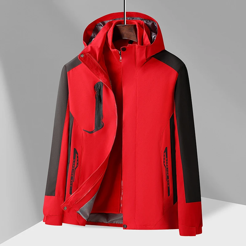 户外冲锋衣男女潮牌三合一可拆卸2024新款冬季加绒加厚登山服外套