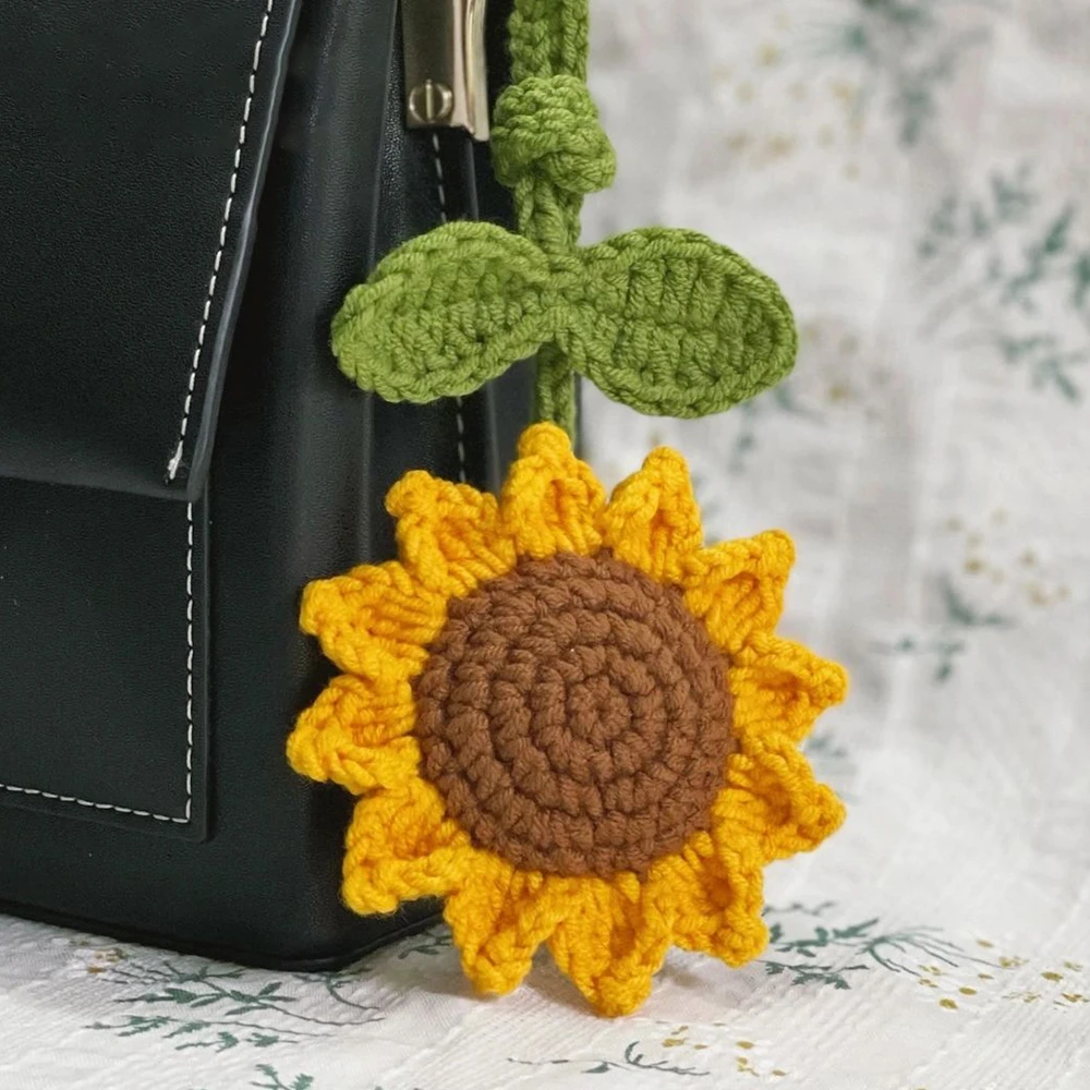 自制手工礼物毛线编织向日葵包包挂件钩针diy材料包可爱包挂成品