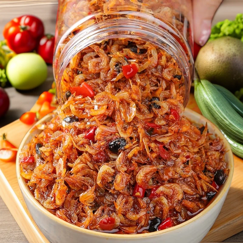 湖南香辣虾米酱下饭菜南湖特产海鲜拌饭拌面酱即食虾仁小虾小鱼仔