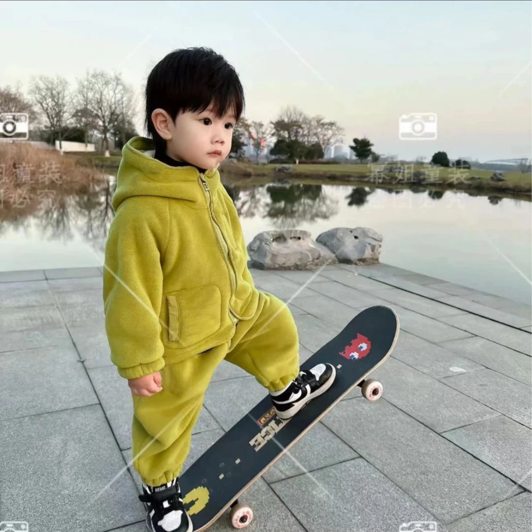 【麦兜】2024新款韩版秋季休闲双面绒加厚外套套装GXJ-8819