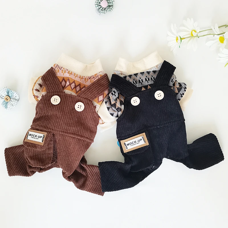 宠趣CQ800小暖男针织毛衣背带裤套装秋款单层