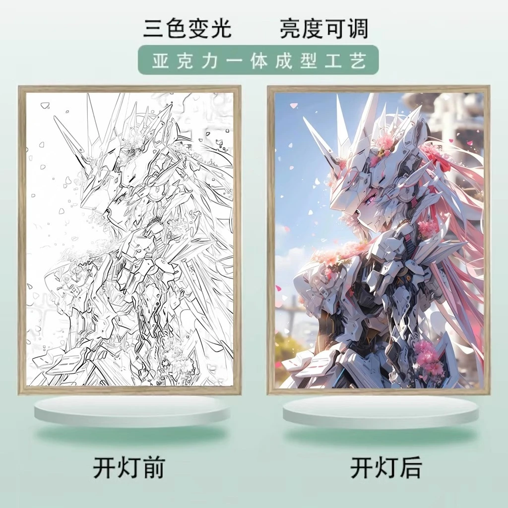 高达灯光画桌面装饰品摆件生日礼物送女生男生朋友小夜灯创意动漫