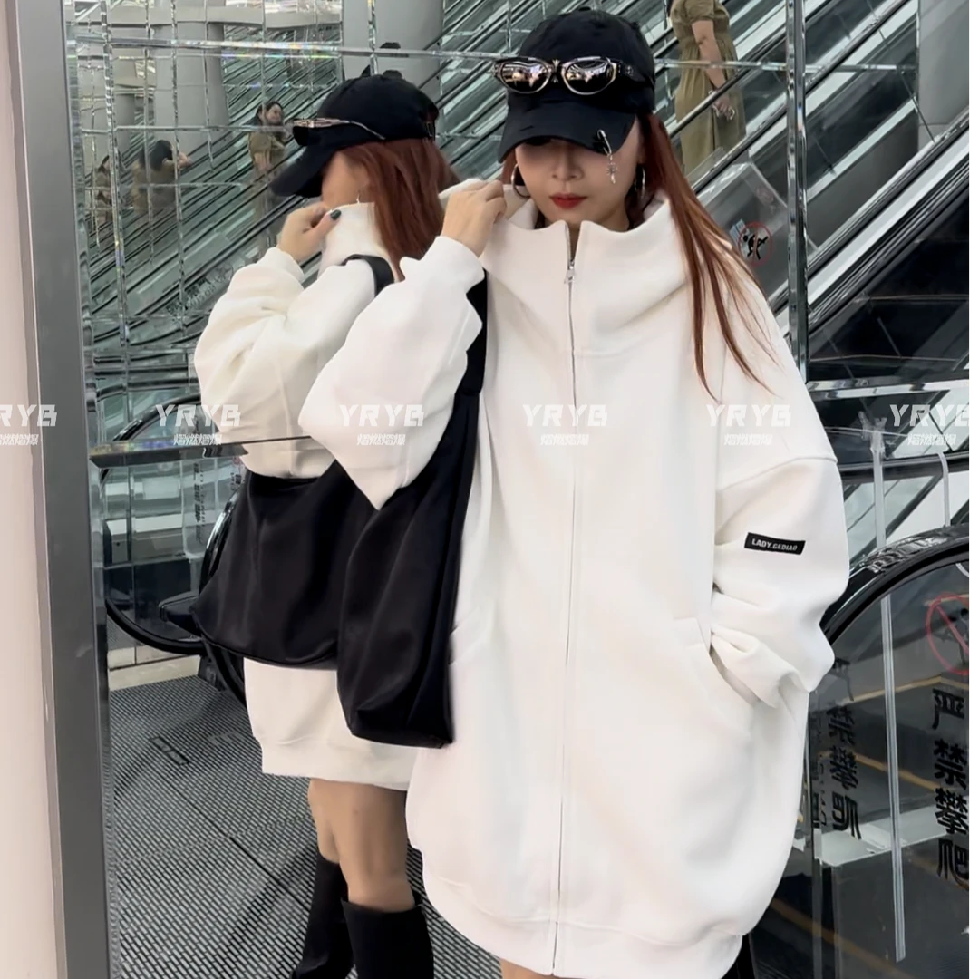 【加绒-拉链卫衣外套】休闲百搭情侣连帽宽松加厚秋冬保暖立领韩版