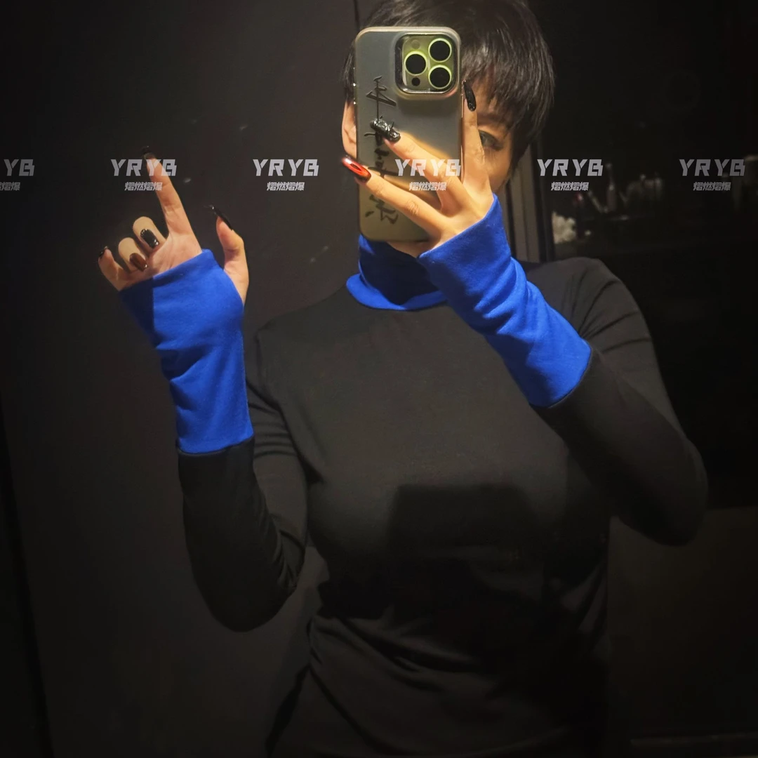 【拼接蓝袖口】-女款透气运动网红时尚毛针织衫熠燃熠爆秋冬