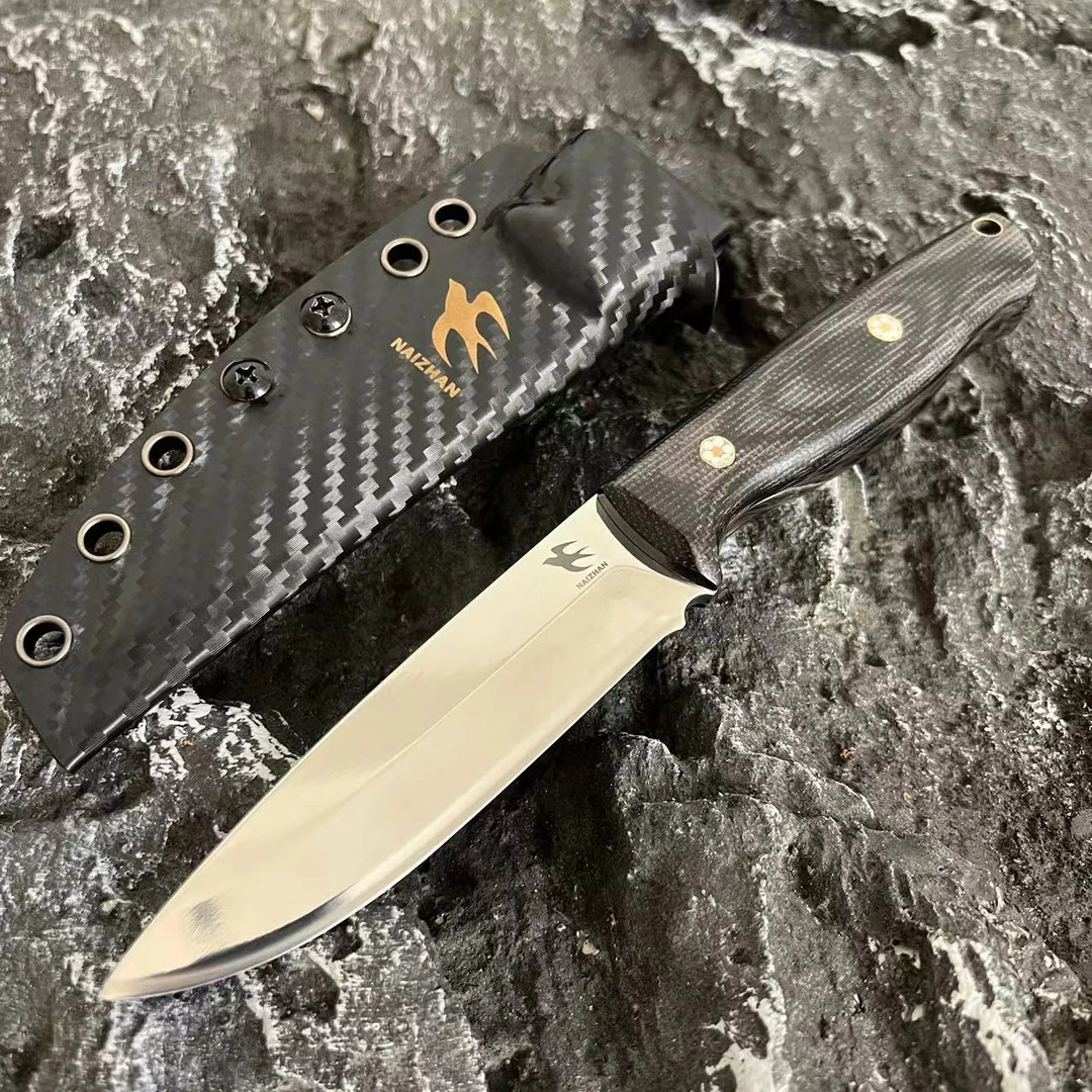 【耐战】聂云 镜面M390亚麻柄一体龙骨户外K鞘高硬度锋利纯手作猎直