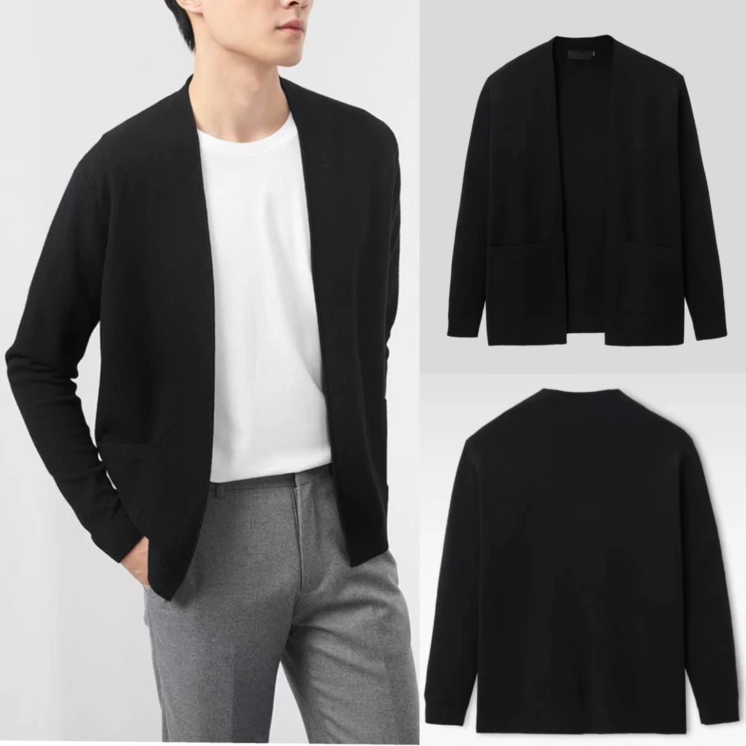 《 大强小龙男装专属》秋季新款男休闲时尚针织拼接宽松毛衣衬衫