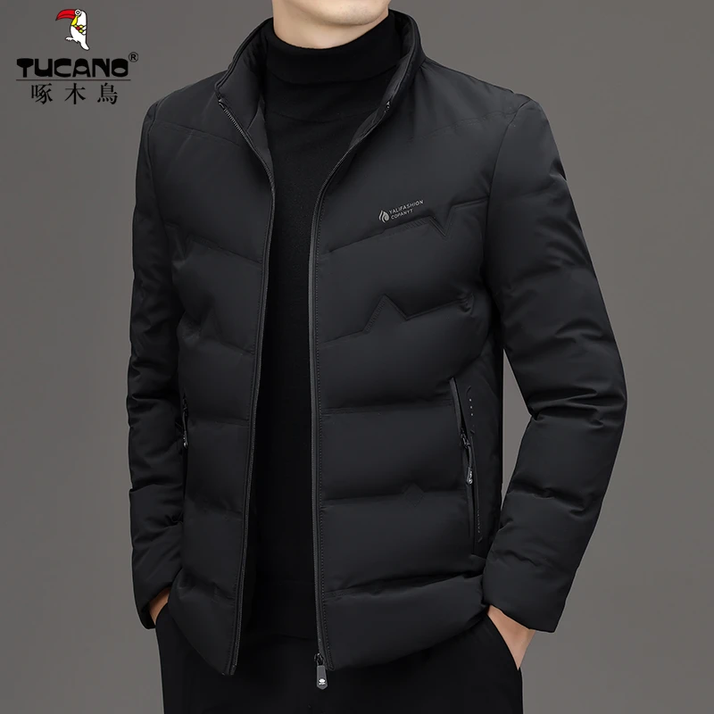 啄木鸟冬季新款高档男士轻薄棉服中年商务帅气棉袄保暖修身棉衣男