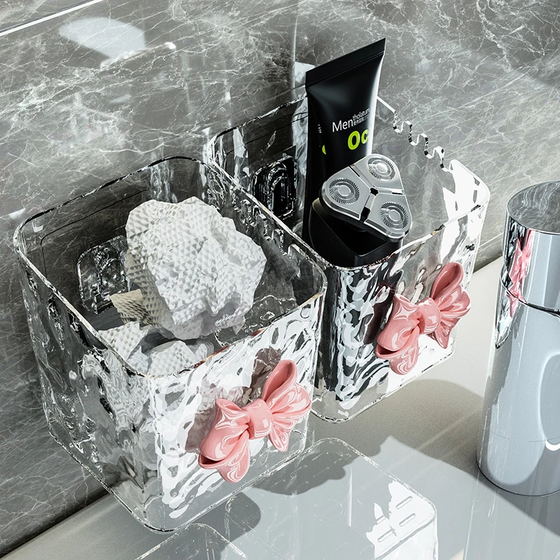 废弃洗脸巾收纳盒卫生间免打孔牙刷置物架洗漱台收纳筒家用简约