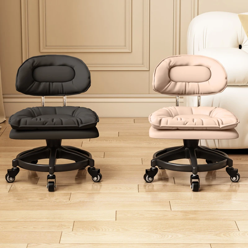 家用万向轮舒服客厅靠背柔软可移动加厚云朵矮凳凳子金属接待椅子