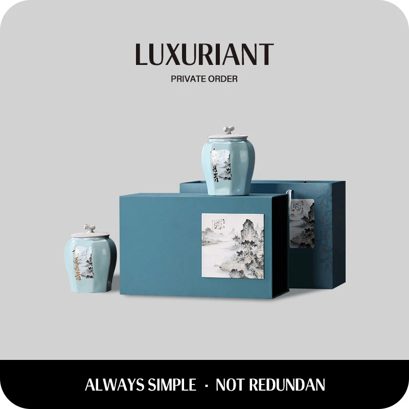 蓝色水墨丹青双瓷毛尖礼盒装01