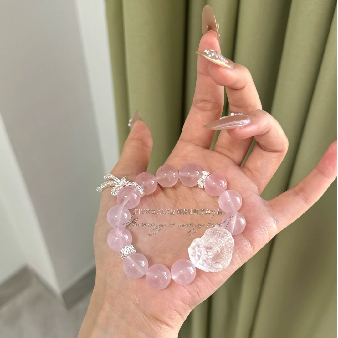 FIVE WALK原创设计“樱花凤九”粉水晶白水狐狸牌手串多样性发其一