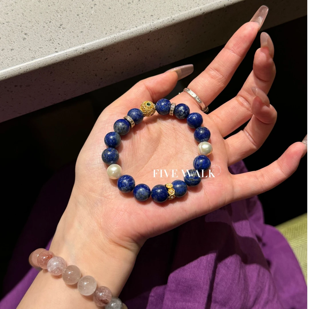 FIVE WALK原创设计品牌”锦绣未央“水系天然宝石蓝青金石手串