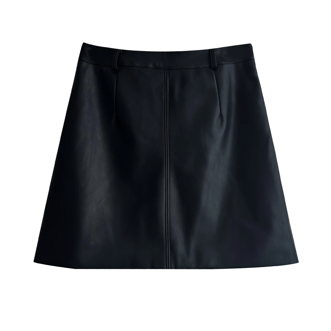 春秋轻熟风显瘦高腰包臀A字黑色皮裙半身裙女短裙