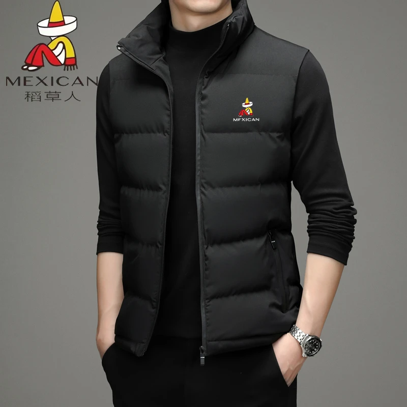 稻草人秋冬新款男士马甲休闲立领保暖马夹男运动潮流开衫无袖外套