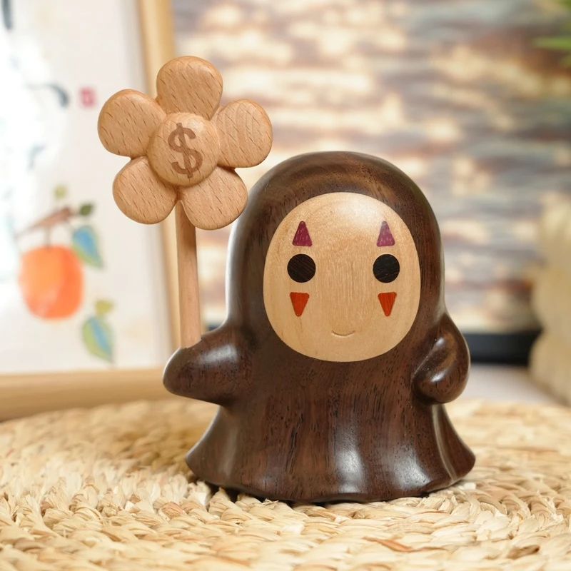 实木无脸男摆件宫崎骏动漫Q版木质家居桌面装饰可爱创意礼物