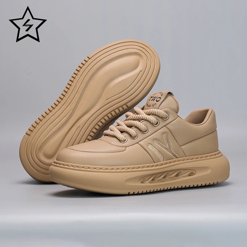 2025冬季新款男鞋内增高透气真皮防臭运动休闲鞋板鞋百搭皮鞋潮鞋