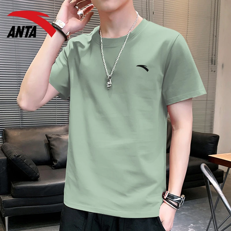 安踏短袖t恤男士透气夏季潮流圆领薄款半袖透气百搭圆领运动纯色T