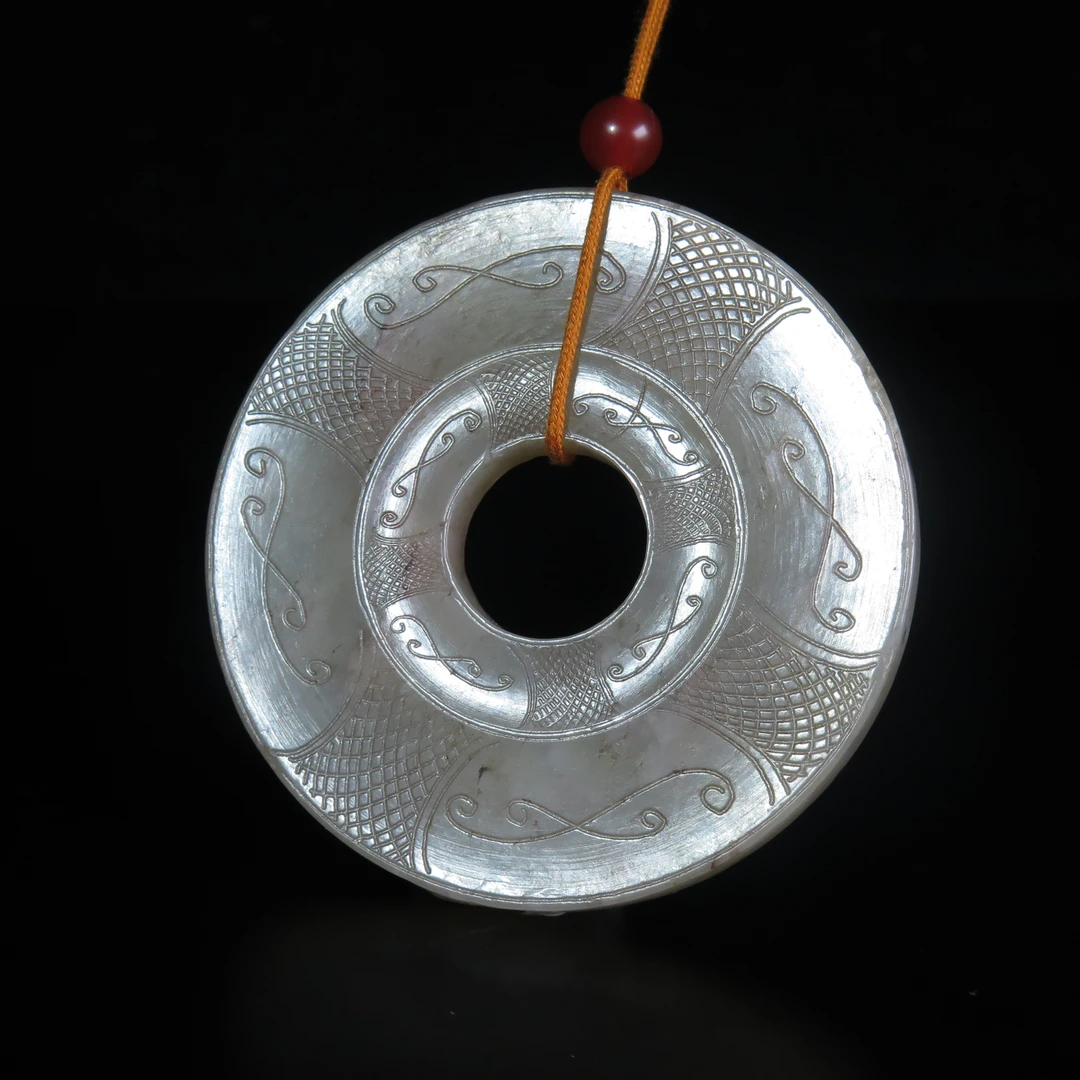 晚清民国勾云纹玉璧/MZ502632/和田玉/民族文物