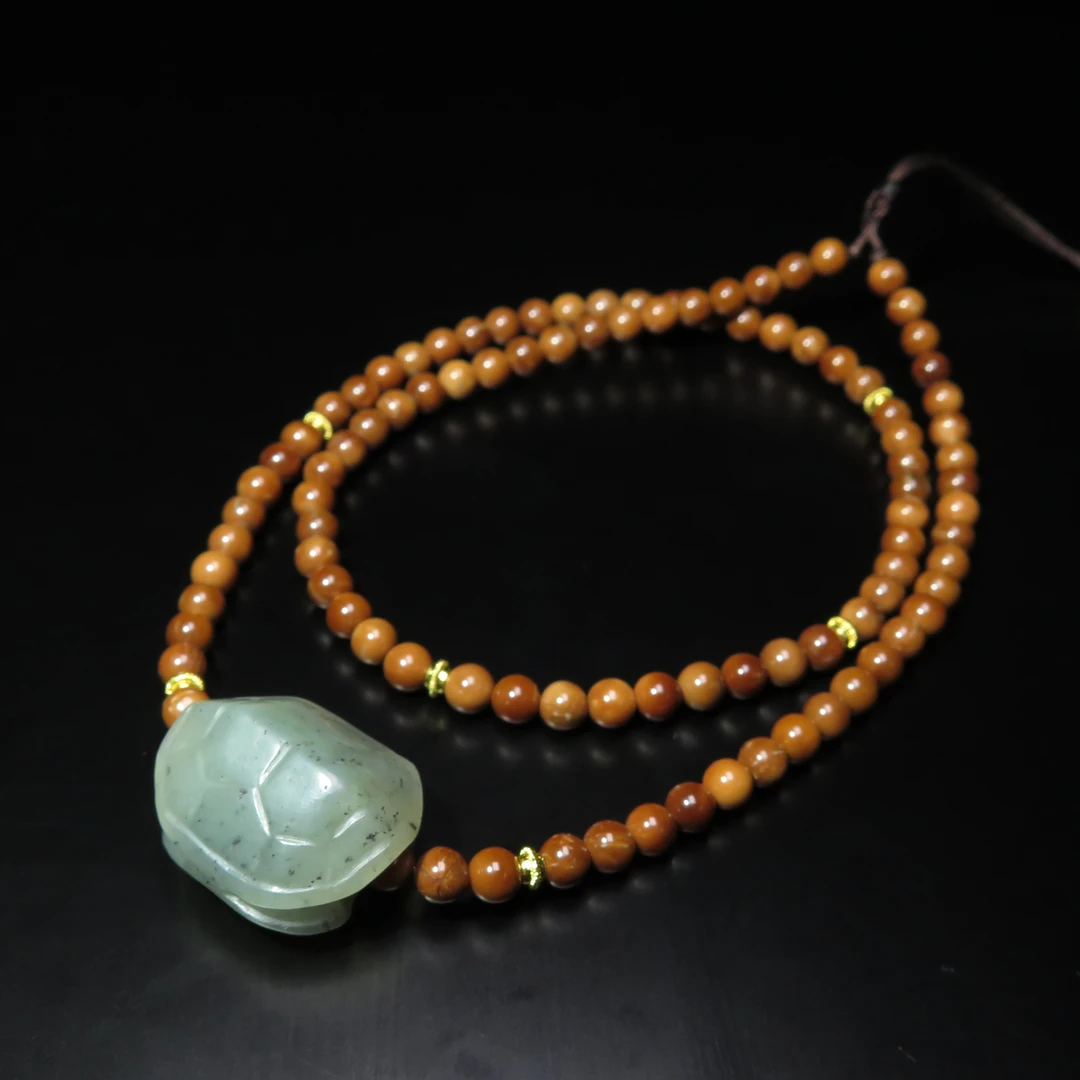 明代玉龟甲珠饰/MZ351598/和田玉/民族文物