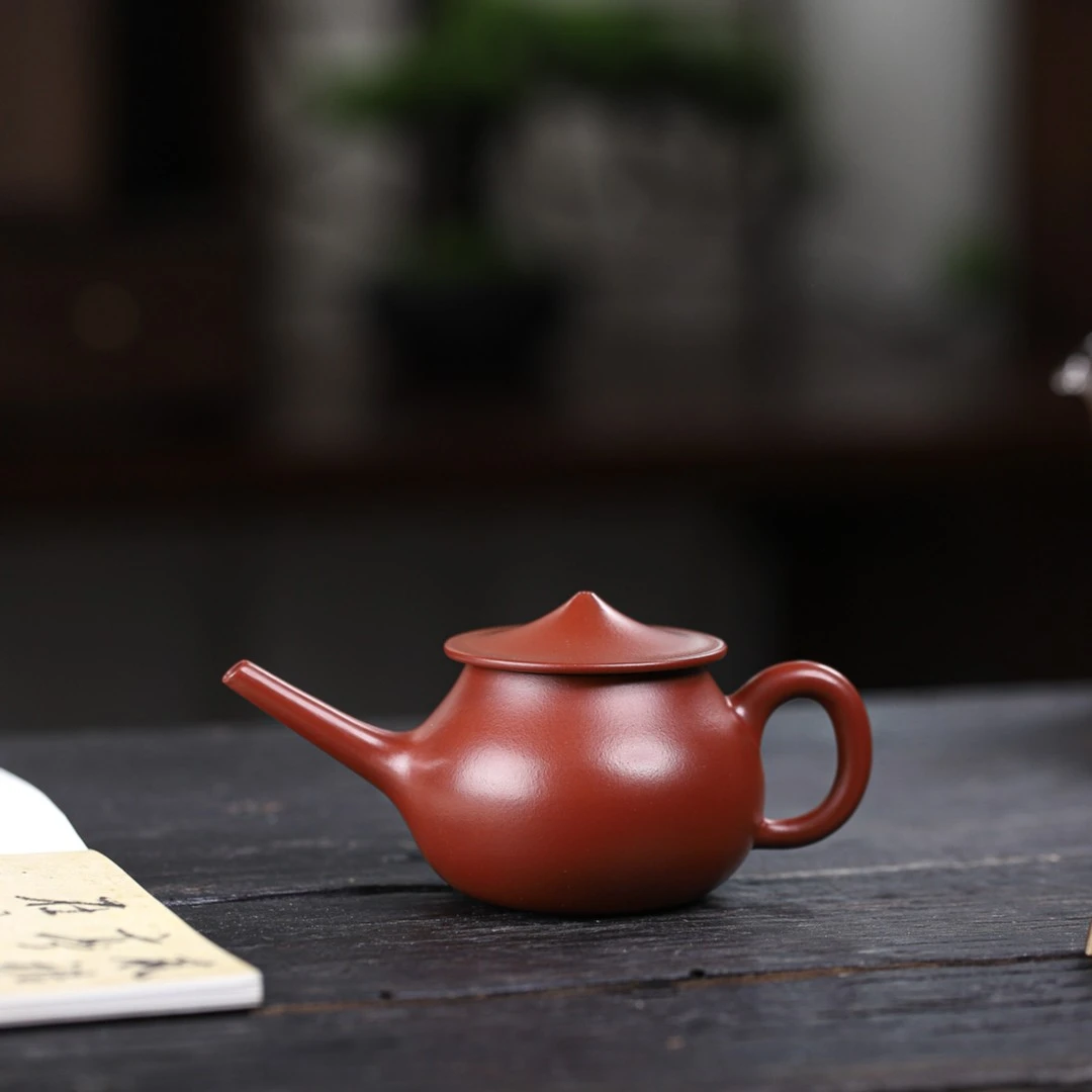 朱泥大红袍 长嘴渔翁 约150cc 家用实用功夫茶泡茶紫砂壶原矿紫砂