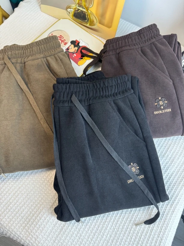 冬季刺绣抽绳百搭显瘦休闲洋气哈伦裤保暖加绒加厚