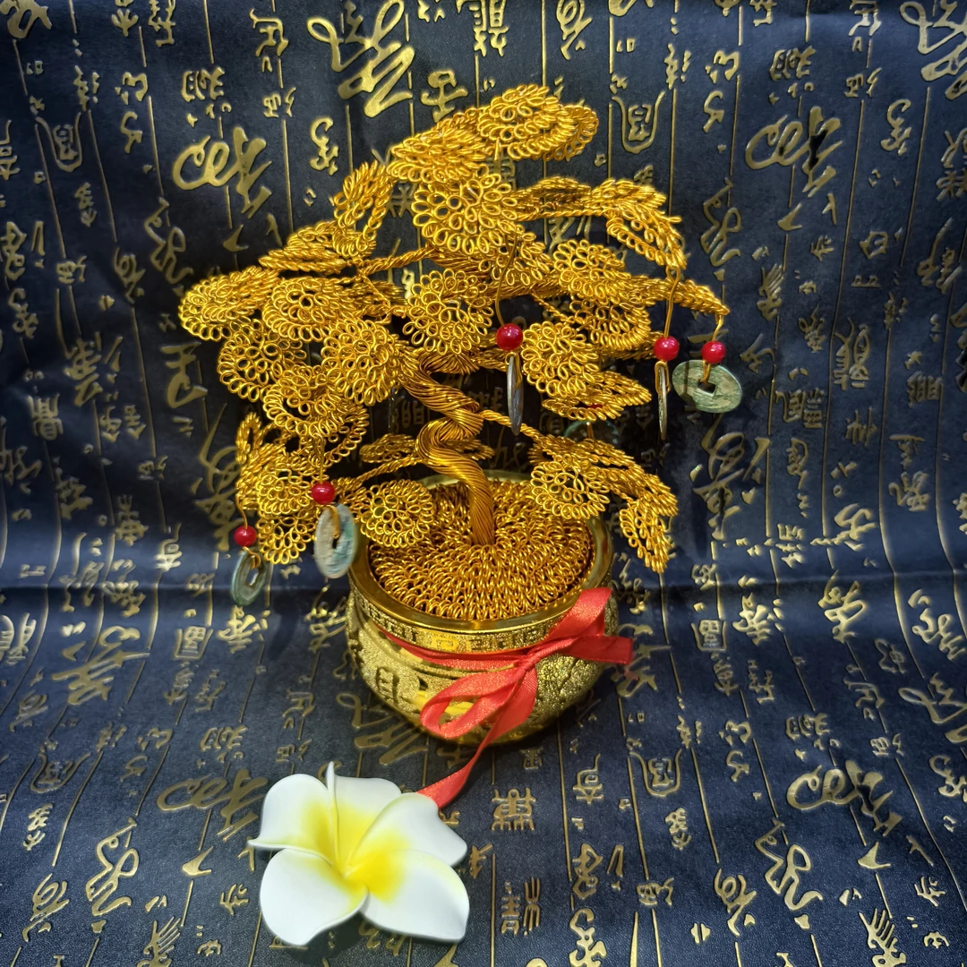 永不凋零的铜钱发财树家居摆件一帆风顺
