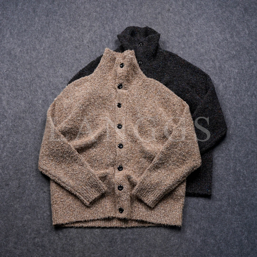 LANGGS&鸣谷exotic fantasy wood幻彩氛围感廓形立领毛衣-FW44102