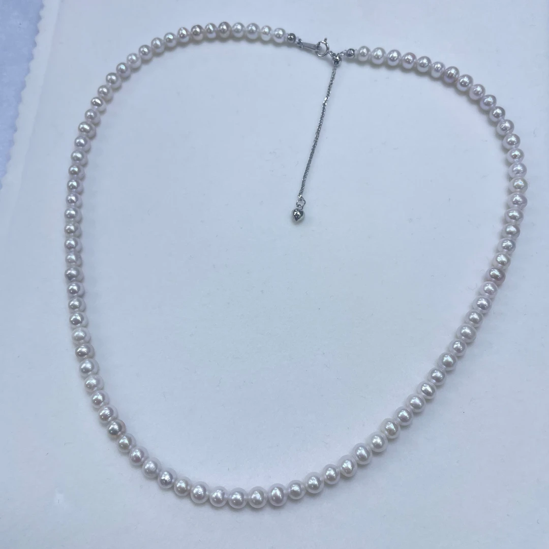 天然淡水珍珠项链时尚减龄精致优雅气质小米珠强光仙女