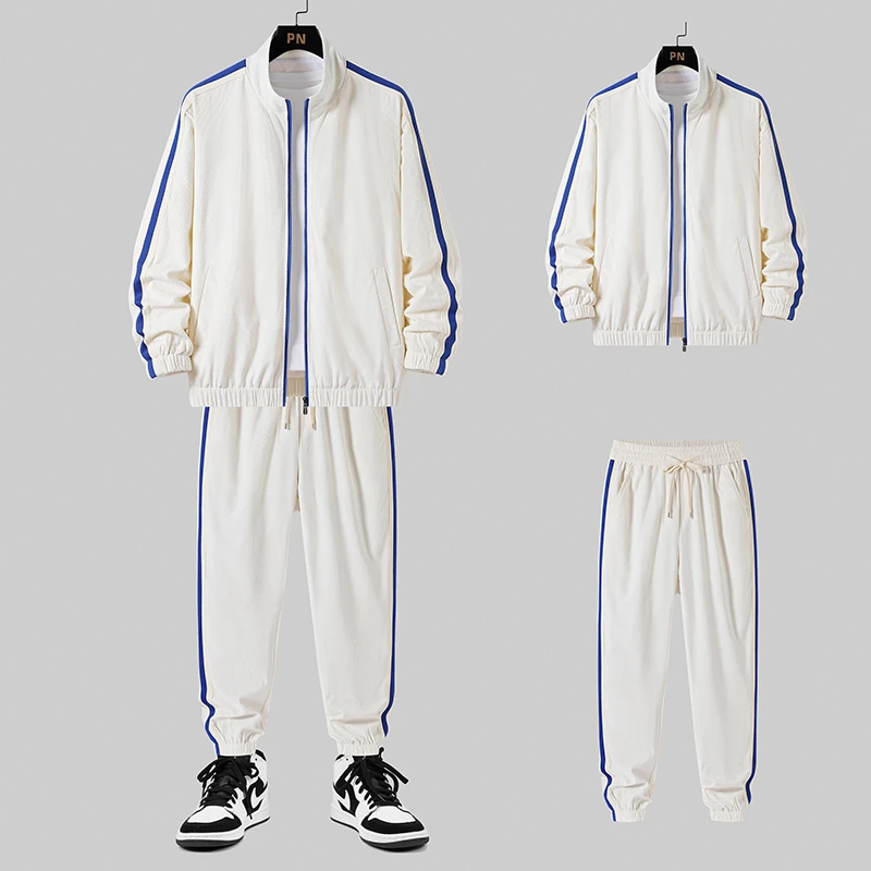 2023春秋季新款夹克套装男士潮牌运动休闲立领外套宽松百搭两件套