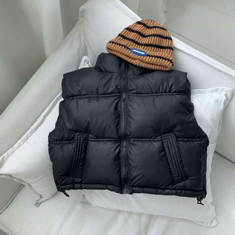 小羊皮儿童马甲新款秋冬季男童女童背心外穿宝宝中大童加厚夹棉