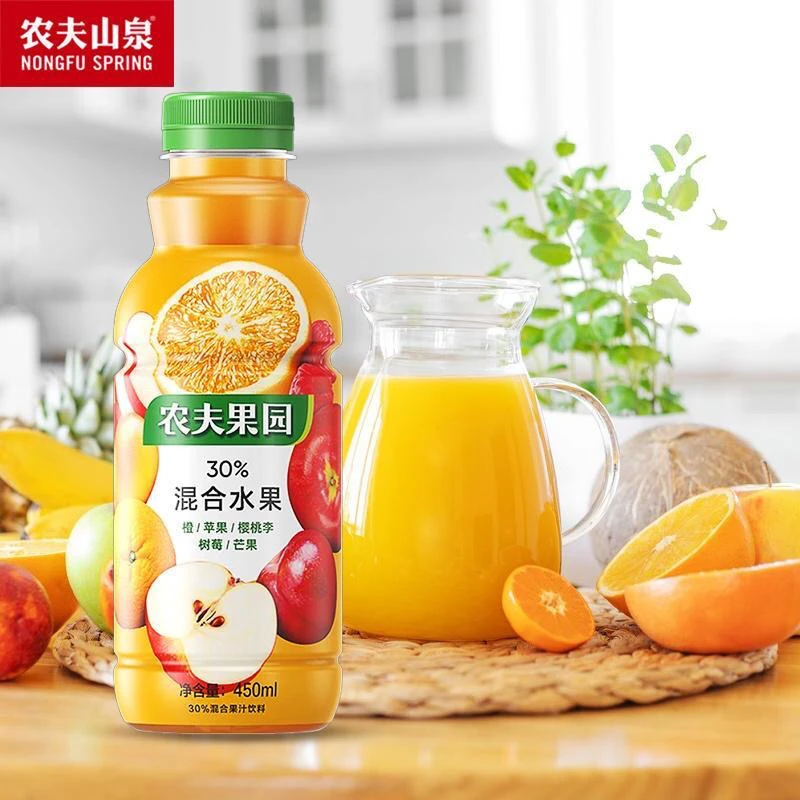 新日期农夫果园450mL*5瓶整箱混合果蔬汁葡萄桃子凤梨橙汁饮料