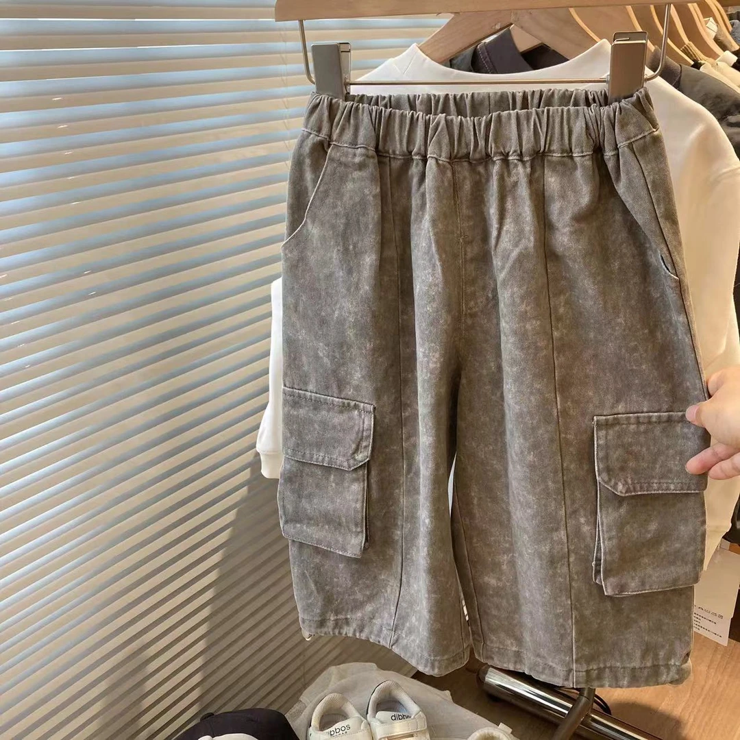 复古直筒水洗做旧！韩国男女童洋气工装裤儿童宝宝百搭休闲阔腿裤