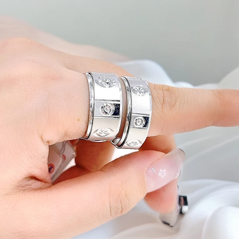 固口铂金Pt950戒指-时来运转动雾面满天星-工费10/克