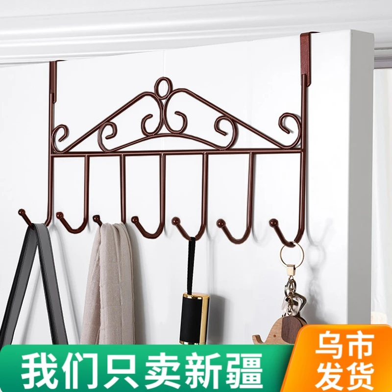 【新疆包邮】门后挂钩简约创意铁艺衣帽钩收纳置物架免钉门背式