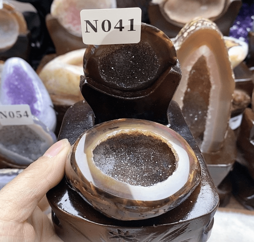 水晶玛瑙聚宝盆摆件