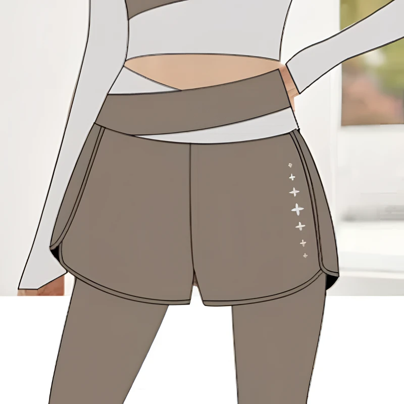 【59号】J22054RY瑜伽女高腰提臀假两件紧身运动跑步速干健身裤M