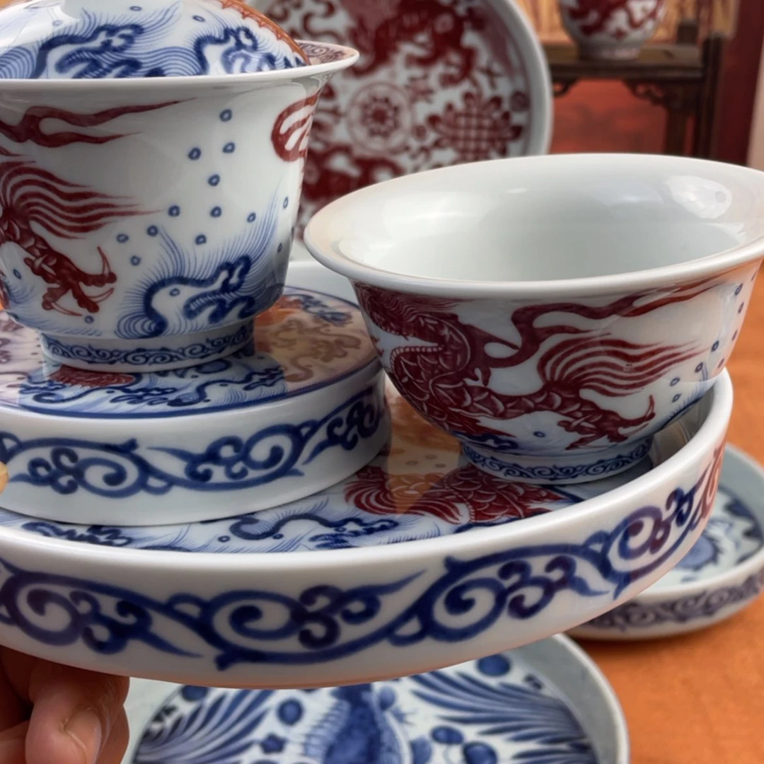 【闪购商品】陶瓷杯白鱼化龙4件套
