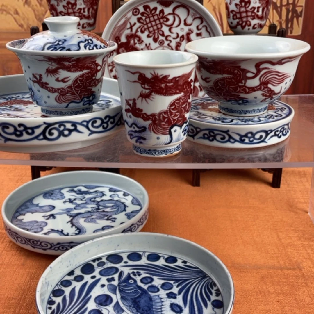 【闪购商品】陶瓷杯鱼化龙5件套