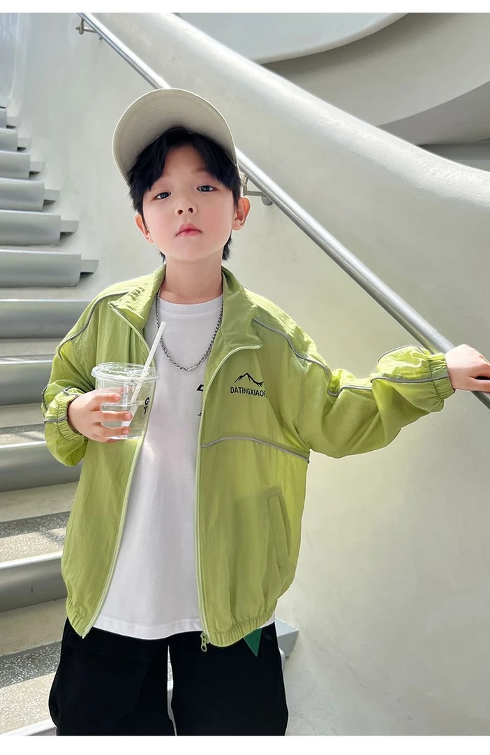 儿童洋气时尚防晒衣男童2024轻薄透气中大童夏季休闲上衣男孩薄款