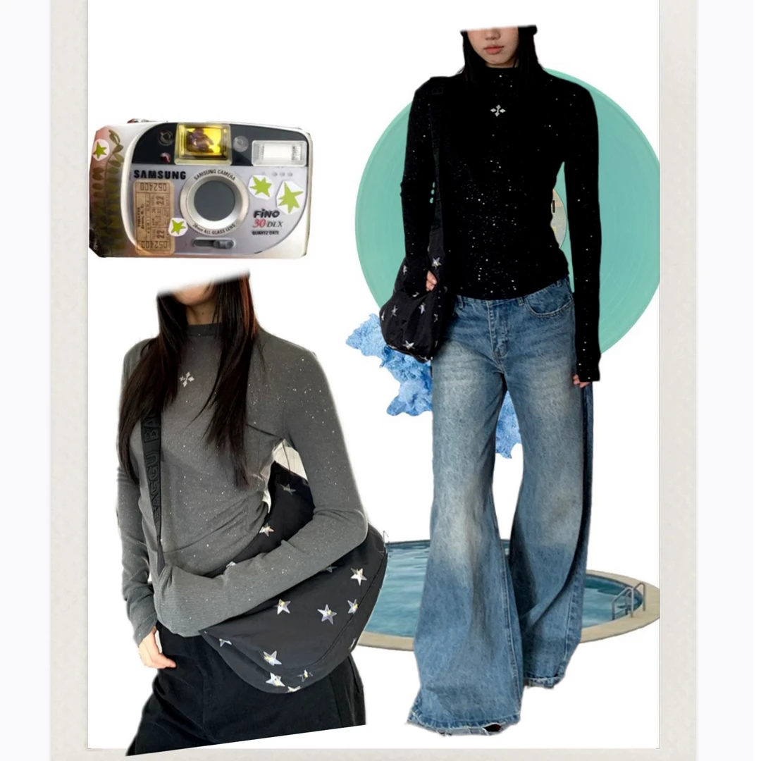 【安—星河】基础色内搭打底衫女秋冬新款t恤修身小众长袖上衣女