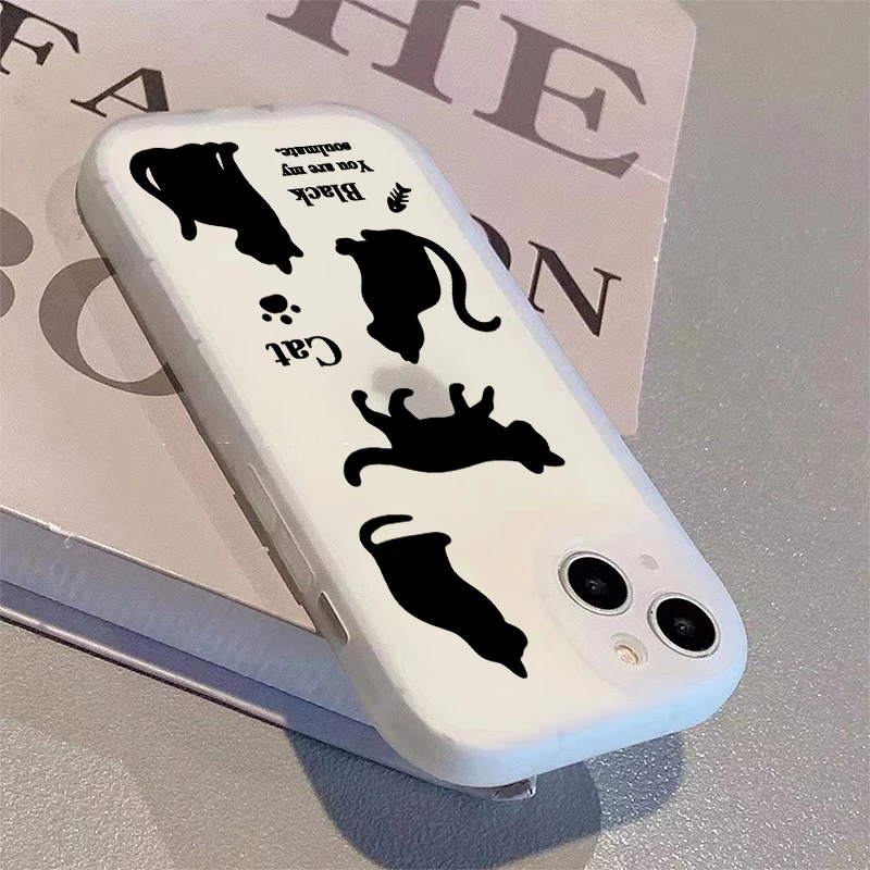 卡通可爱小黑猫适用苹果/华为/荣耀/oppo/vivo小米全包防摔手机壳
