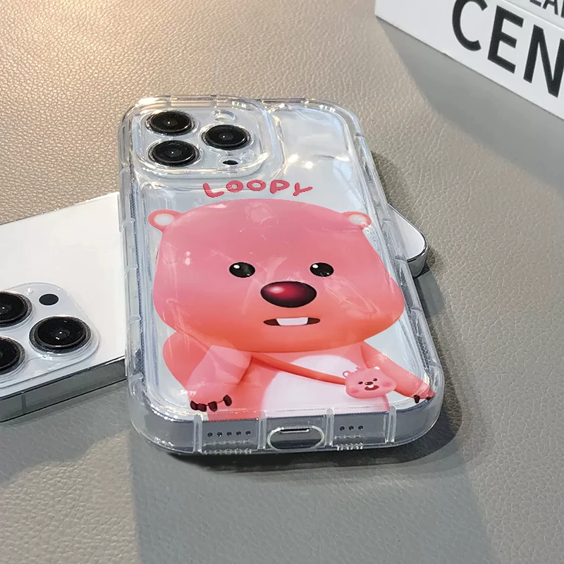 卡通可爱小海狸适用苹果15华为/OPPO/VIVO荣耀全包透明防摔手机壳