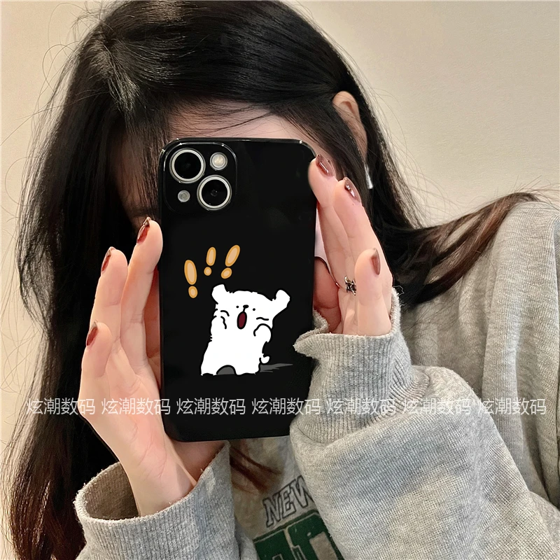 ins趣味狗狗适用于苹果/华为/OPPO/VIVO/小米荣耀全包亮黑手机壳