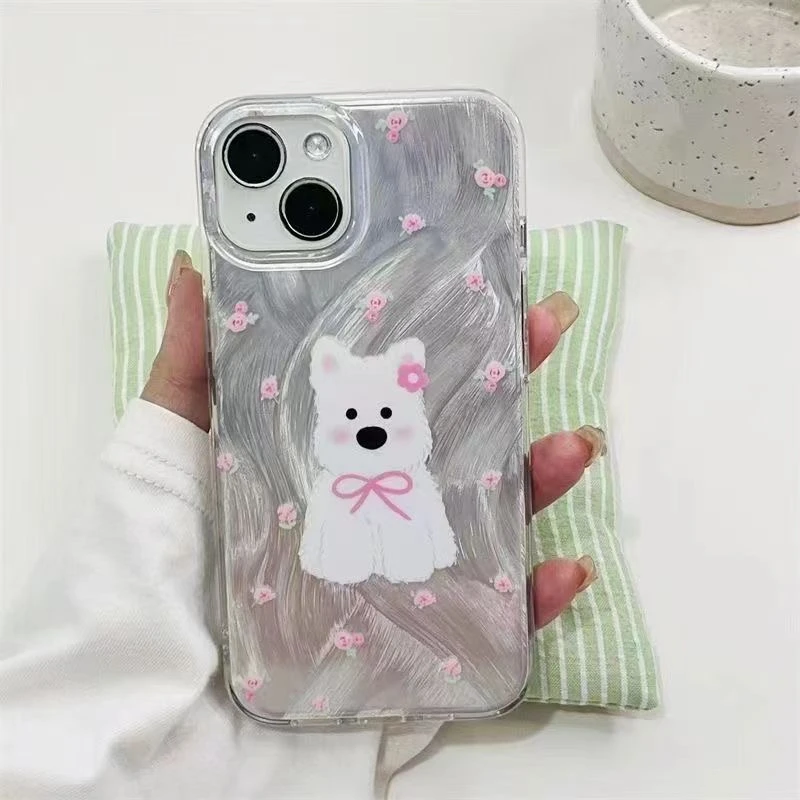 ins碎花西高地适用苹果/华为/OPPO/荣耀/VIVO/小米全包防摔手机壳