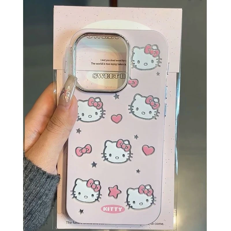 电镀粉色凯蒂猫适用iPhone14/15promax苹果13/12/11手机壳xR软78p
