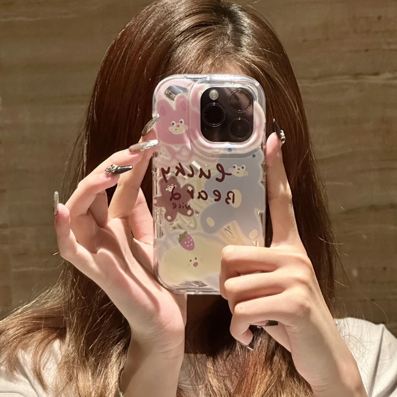 涂鸦小熊兔子适用于苹果华为/OPPO/VIVO荣耀全包防摔透明软手机壳