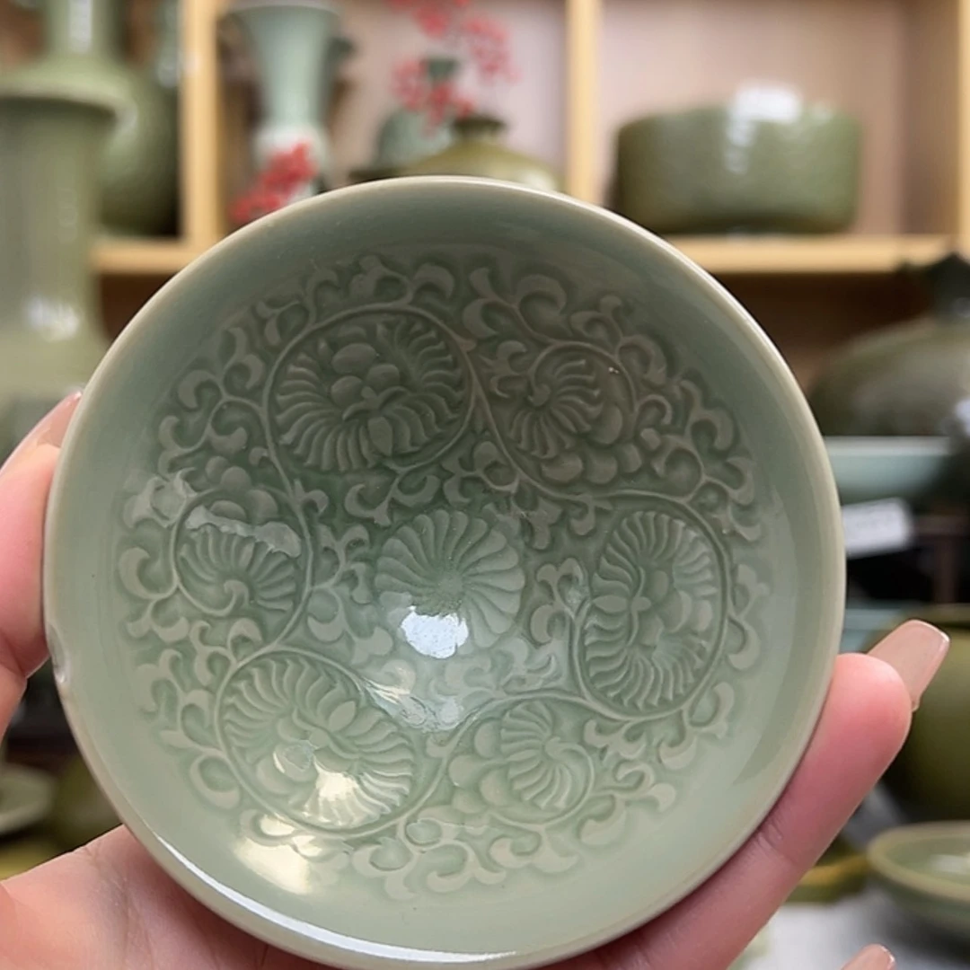 【闪购商品】瓷碗团菊纹斗笠微瑕
