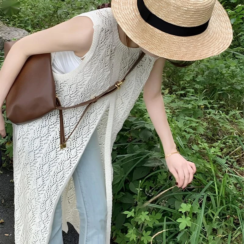 镂空韩系叠穿连衣裙罩衫裙针织背心裙夏季女装小众炸街高级感女装