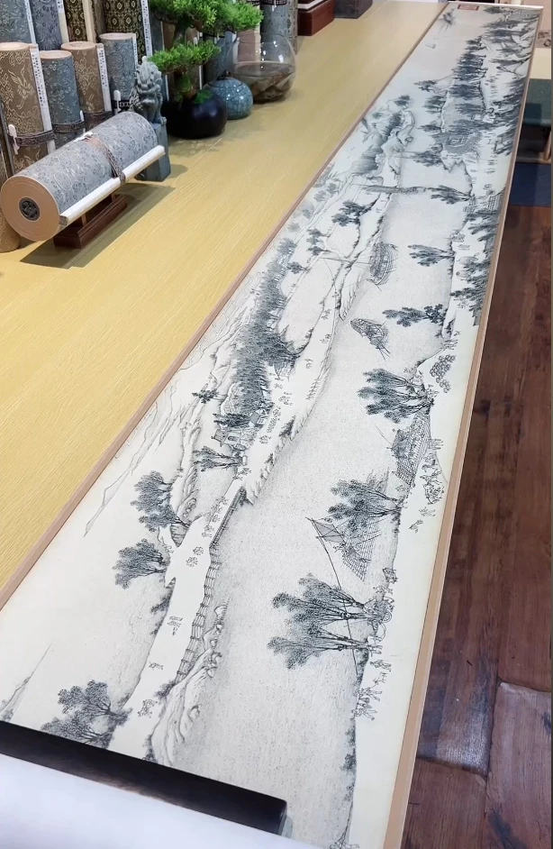 清 沈源 清明上河图卷 纸本 山水1189x35.1cm-CJ台北故宫