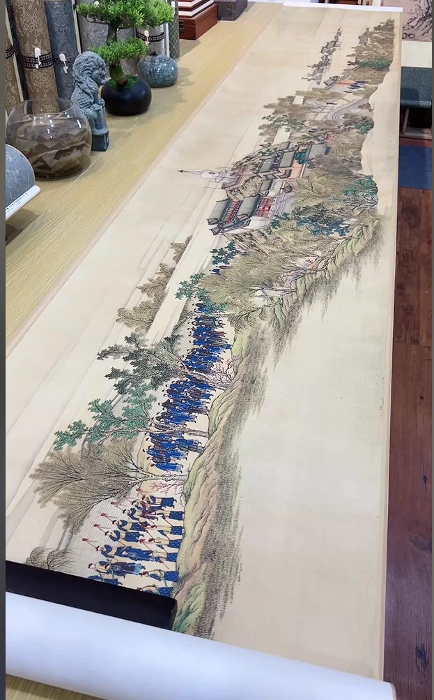 清院本 郎世宁、金昆、吴桂、亲蚕图卷 诣坛 宫51X771.84cm台北国画